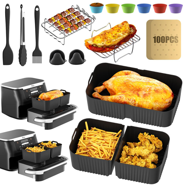 Heissluftfritteuse Zubehör - Airfryer Zubehör für Ninja Foodi AF500EU 10,4L Air Fryer Silikonmatte,