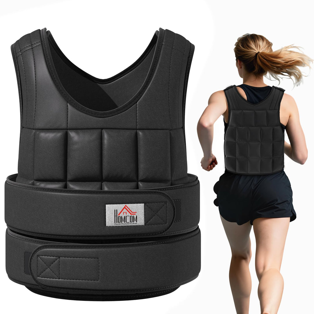 HOMCOM Gewichtsweste 20 KG verstellbare Trainingsweste mit herausnehmbaren Gewichten und Klettversch