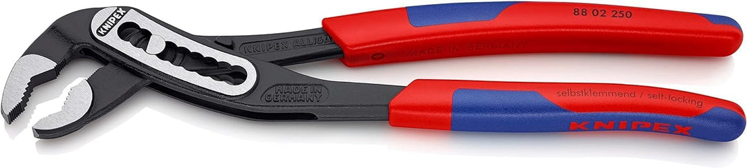 KNIPEX Alligator, Wasserpumpenzange | Rohrzange, Chrom-Vanadium mit schlanken 2K-Griffen, atramentie