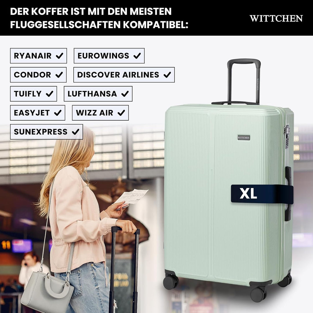 WITTCHEN Stripes Line Grosser Koffer 76,5 x 50 x 29 cm (XL) | Hartschalen-Trolley ABS 96 l, 4 Rollen