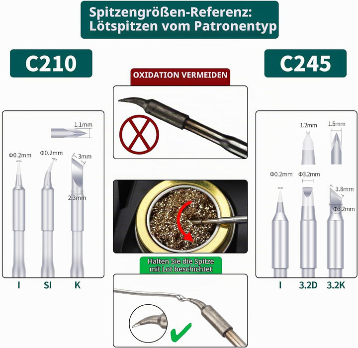 YIHUA 982 Präzisions Lötkolben Stations Kit mit digitalem LCD-Display, 210 Lötspitzenkartuschen, Löt