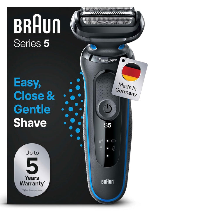 Braun Series 5 Elektrorasierer, EasyClean Rasierer Herren, Wet & Dry, Geschenk Mann, Made in Germany
