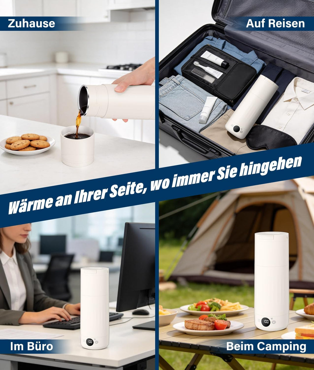 PAHTTO Elektrischer Reisewasserkocher 600ml, Tragbarer Wasserkocher Edelstahl, Schnellkochen und Tem