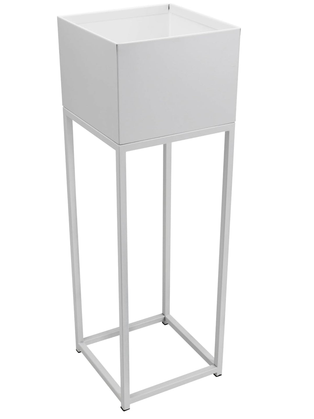 VIVANNO Blumentopf auf Ständer mit Beinen Füssen Elevate Square 79 cm, Weiss, Weiss Matt