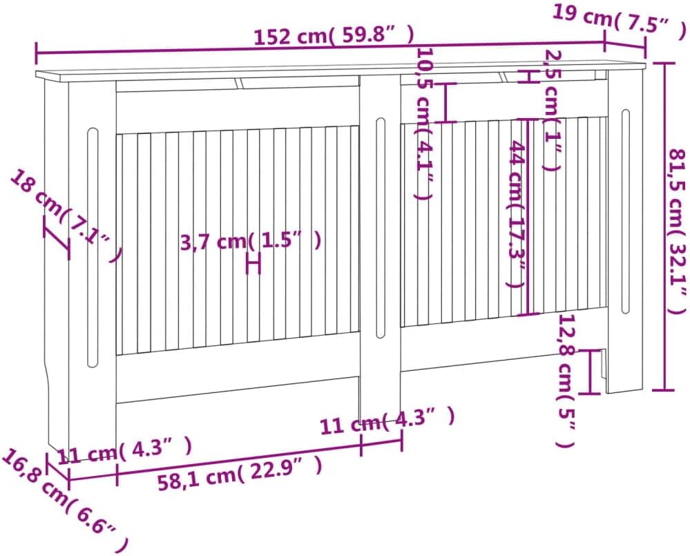 puraday Wohnzimmer 2 Stücke Heizkörper Verkleidung Abdeckung 152x19x81.5 cm MDF Heizkörperabdeckung