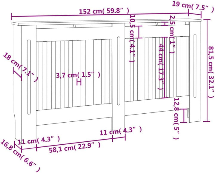puraday Wohnzimmer 2 Stücke Heizkörper Verkleidung Abdeckung 152x19x81.5 cm MDF Heizkörperabdeckung