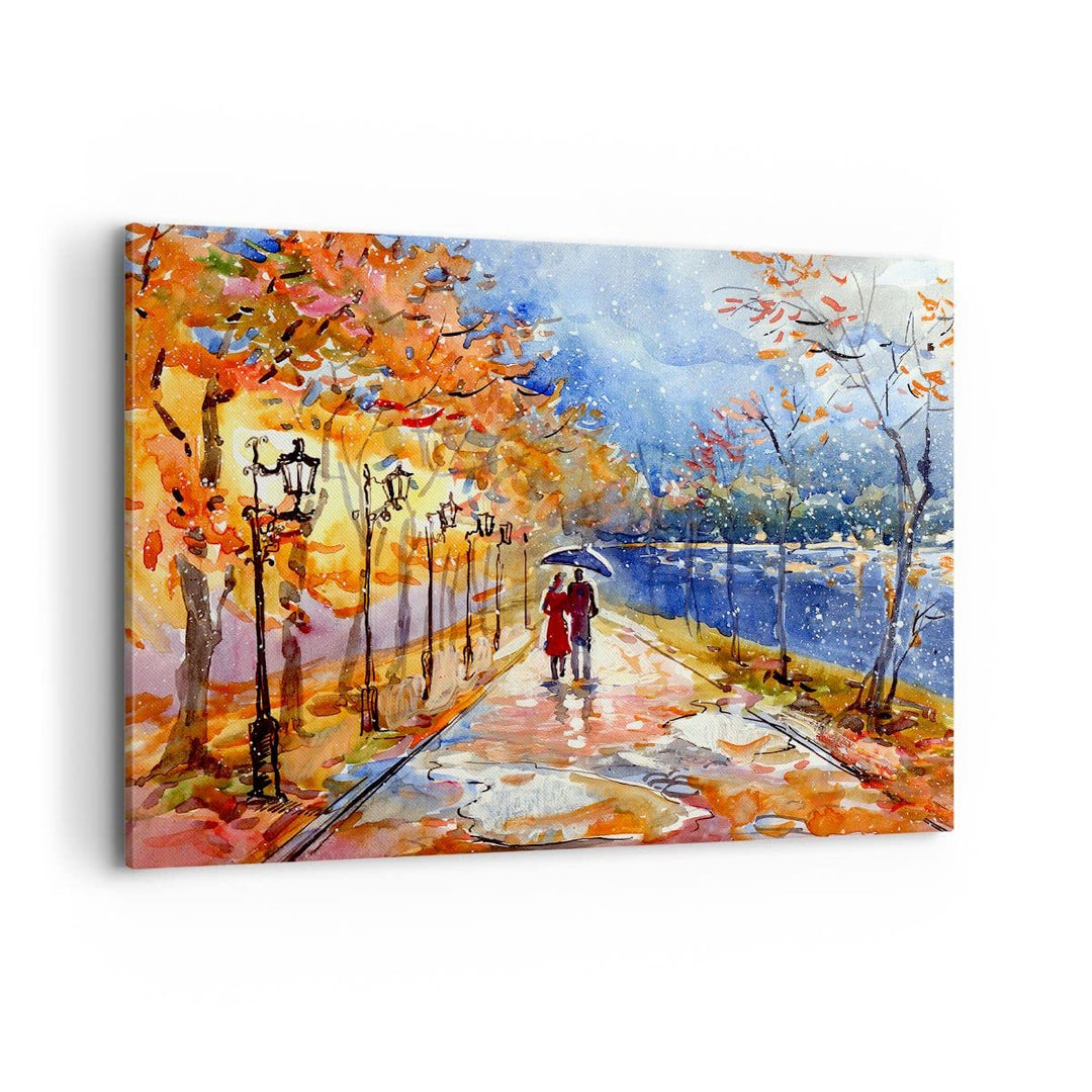Bilder auf Leinwand 100x70cm Leinwandbild mit Rahmen Park Paar Baum Gross Wanddeko Bild Schlafzimmer