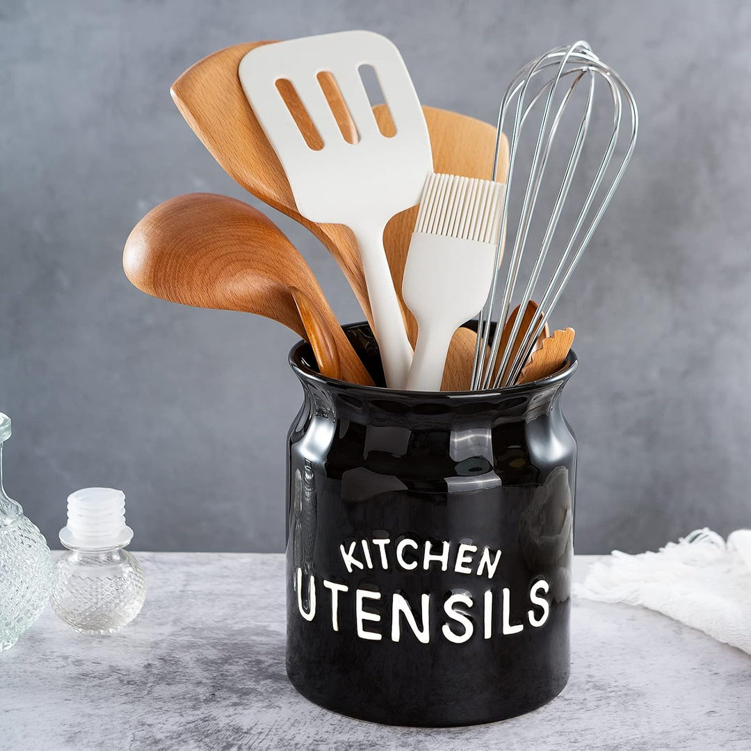 Karisky Kitchen Utensilhalter, grosser Bauernhaus Utensilhalter für Arbeitsplatten, dekorative Keram
