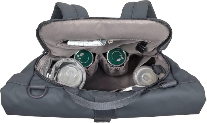LÄSSIG Baby Wickelrucksack Wickeltasche Rucksack mit Wickelunterlage, Kinderwagenbefestigung, Flasch