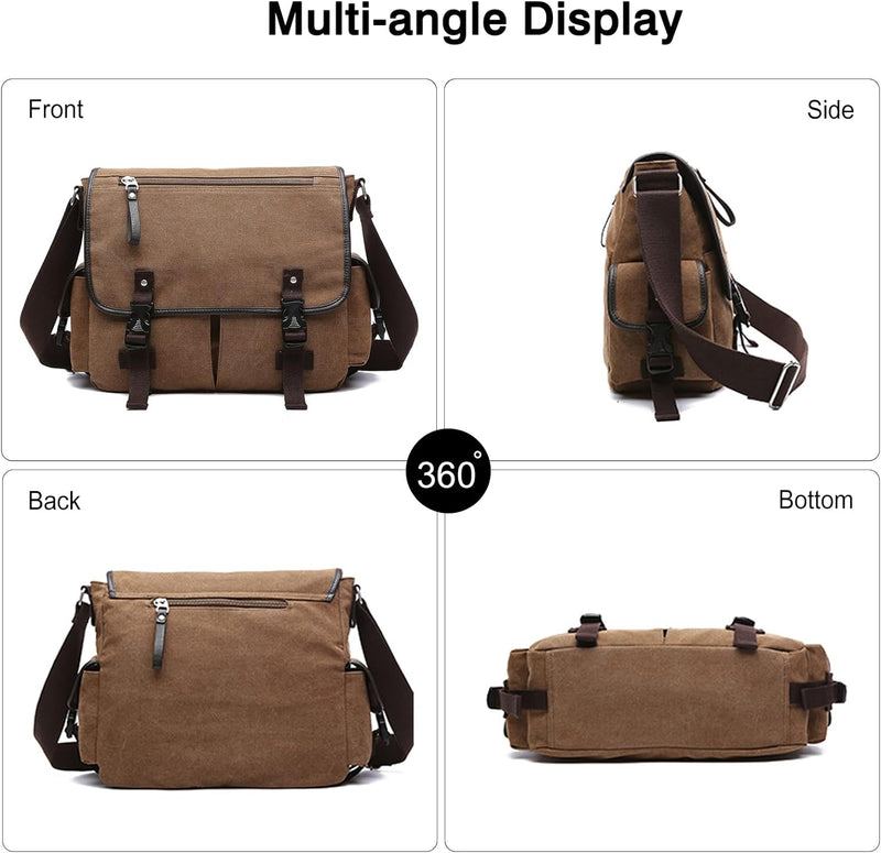 FANDARE Segeltuch Umhängetasche Herren Arbeitstasche Messenger Bag Schultertasche Aktentaschen passe