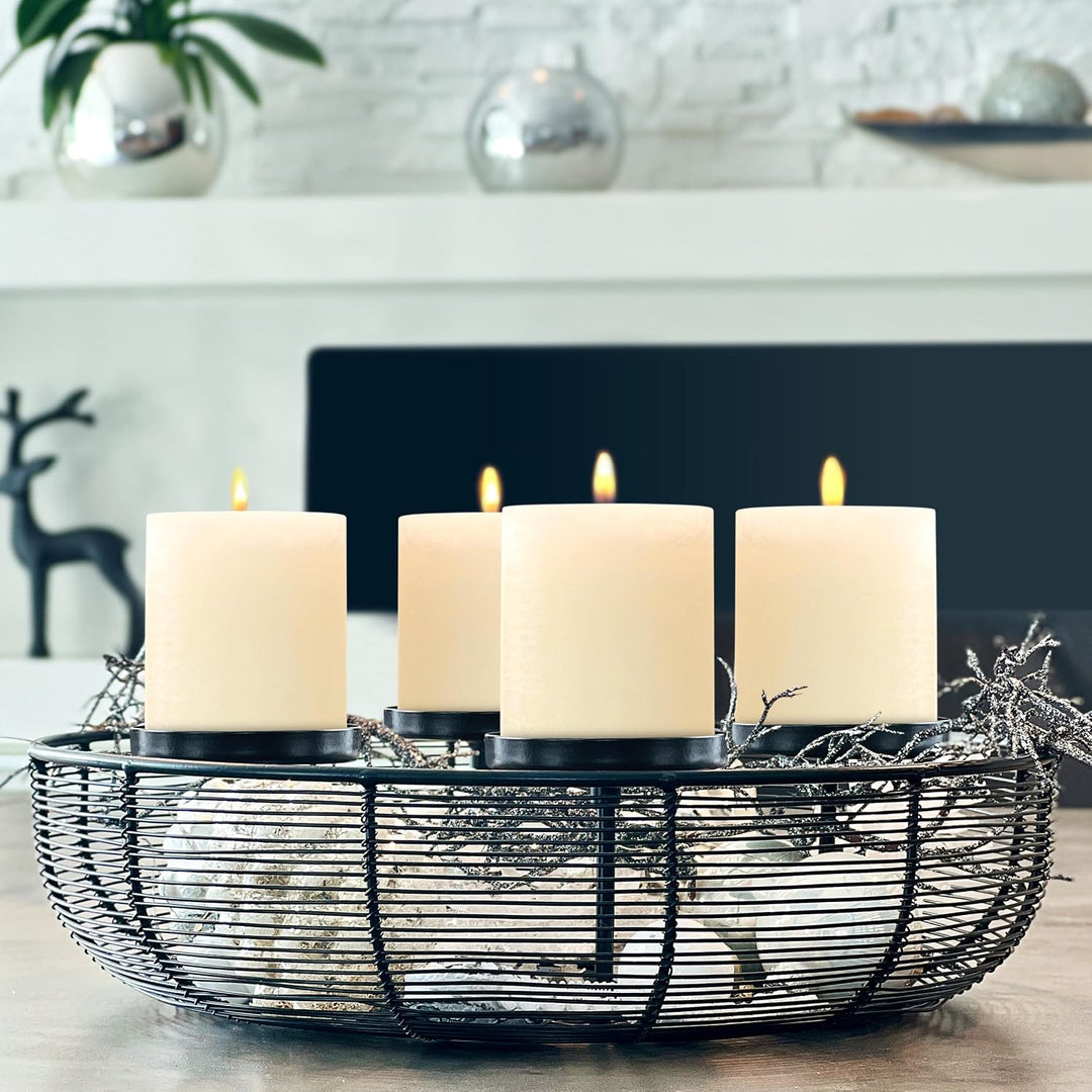 Brandsseller 4er Set Stumpenkerzen 7x10 cm – durchgefärbt & aus Paraffin – rustikale Kerzen mit lang