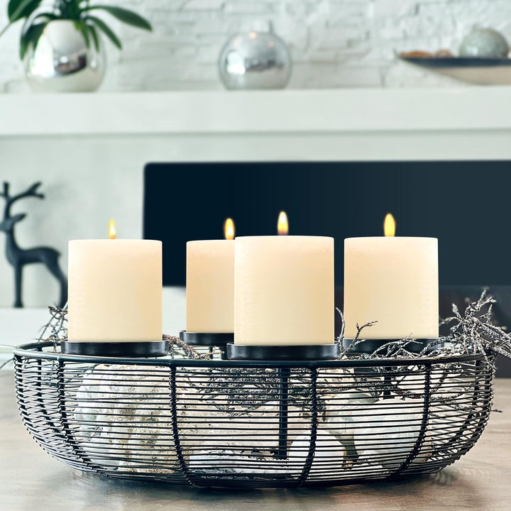 Brandsseller 4er Set Stumpenkerzen 7x10 cm – durchgefärbt & aus Paraffin – rustikale Kerzen mit lang