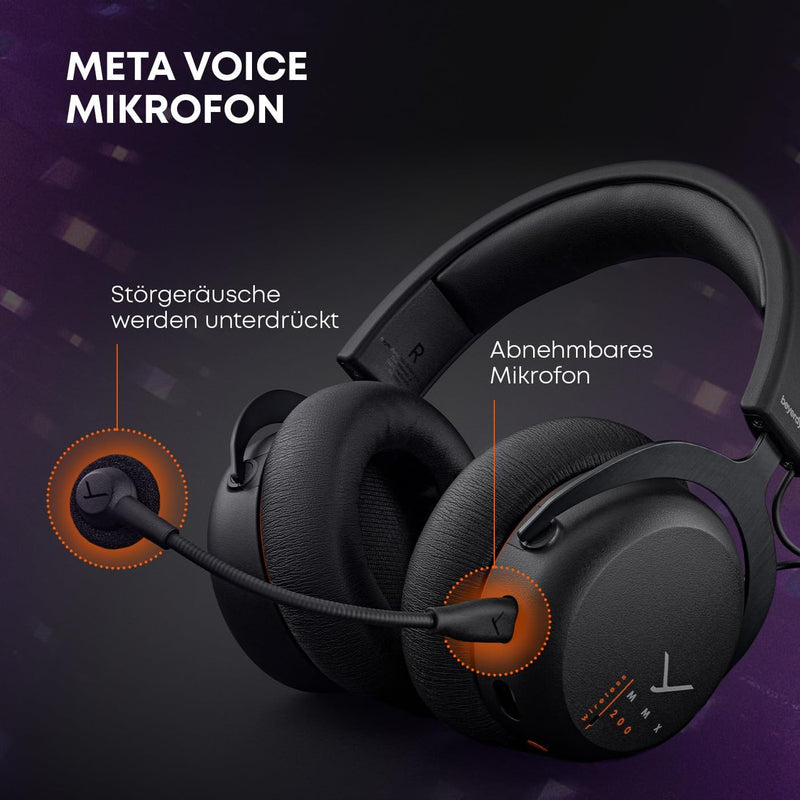 beyerdynamic MMX 200 Wireless Gaming-Headset grau mit Mikrofon, kabelloser Kopfhörer mit USB-Dongle,