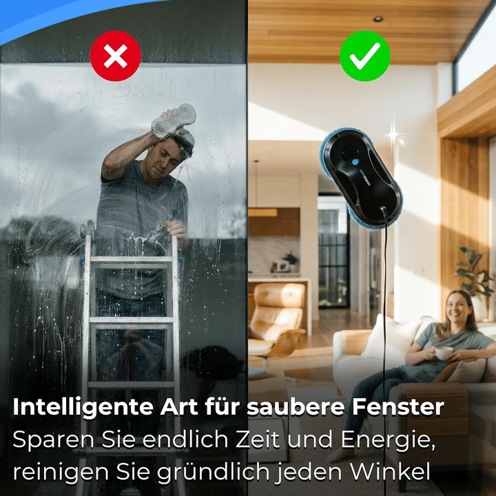 Fensterputzroboter mit Sprühfunktion, 3300Pa WiFi App-Steuerung &amp; Fernbedienung, Fenstersauger Elekt