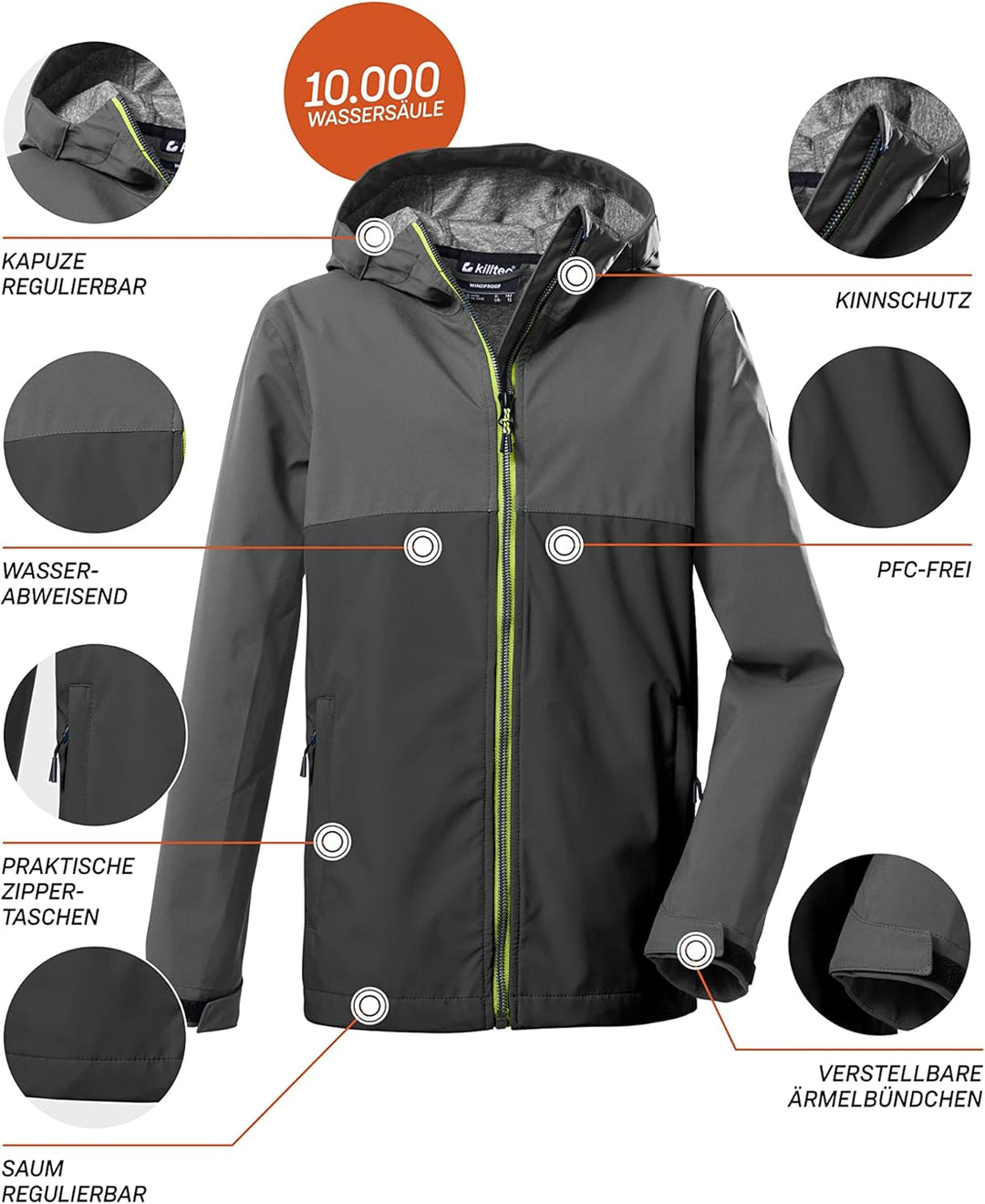 Killtec Jungen Kos 219 Bys Sftshll Jckt Softshelljacke/Outdoorjacke mit Kapuze 140 anthrazit, 140 an
