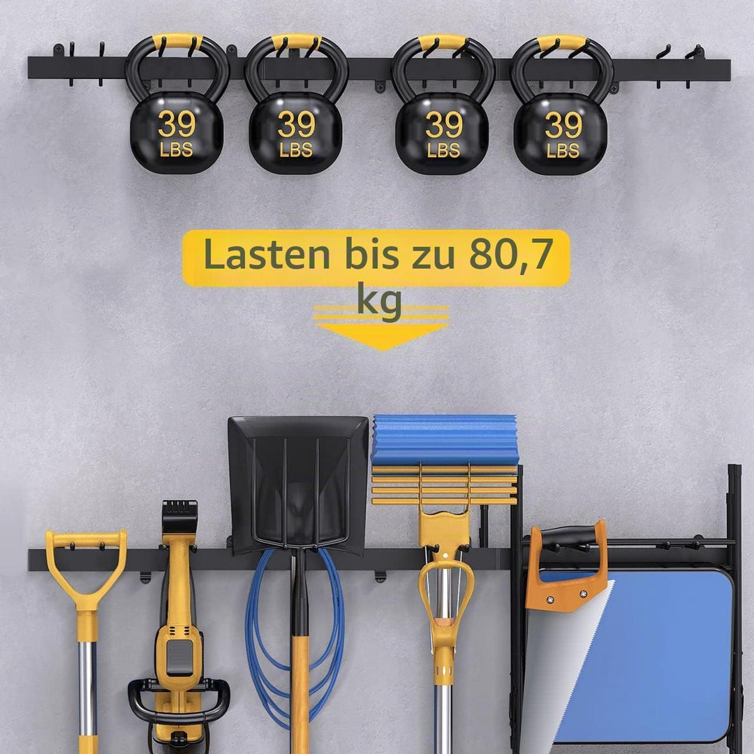 Bomclap Garagen Gerätehalter 46 inch, Metall Wandhaken 12 Haken Werkzeugregal Wand Werkzeughalter fü