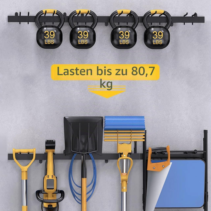 Bomclap Garagen Gerätehalter 46 inch, Metall Wandhaken 12 Haken Werkzeugregal Wand Werkzeughalter fü