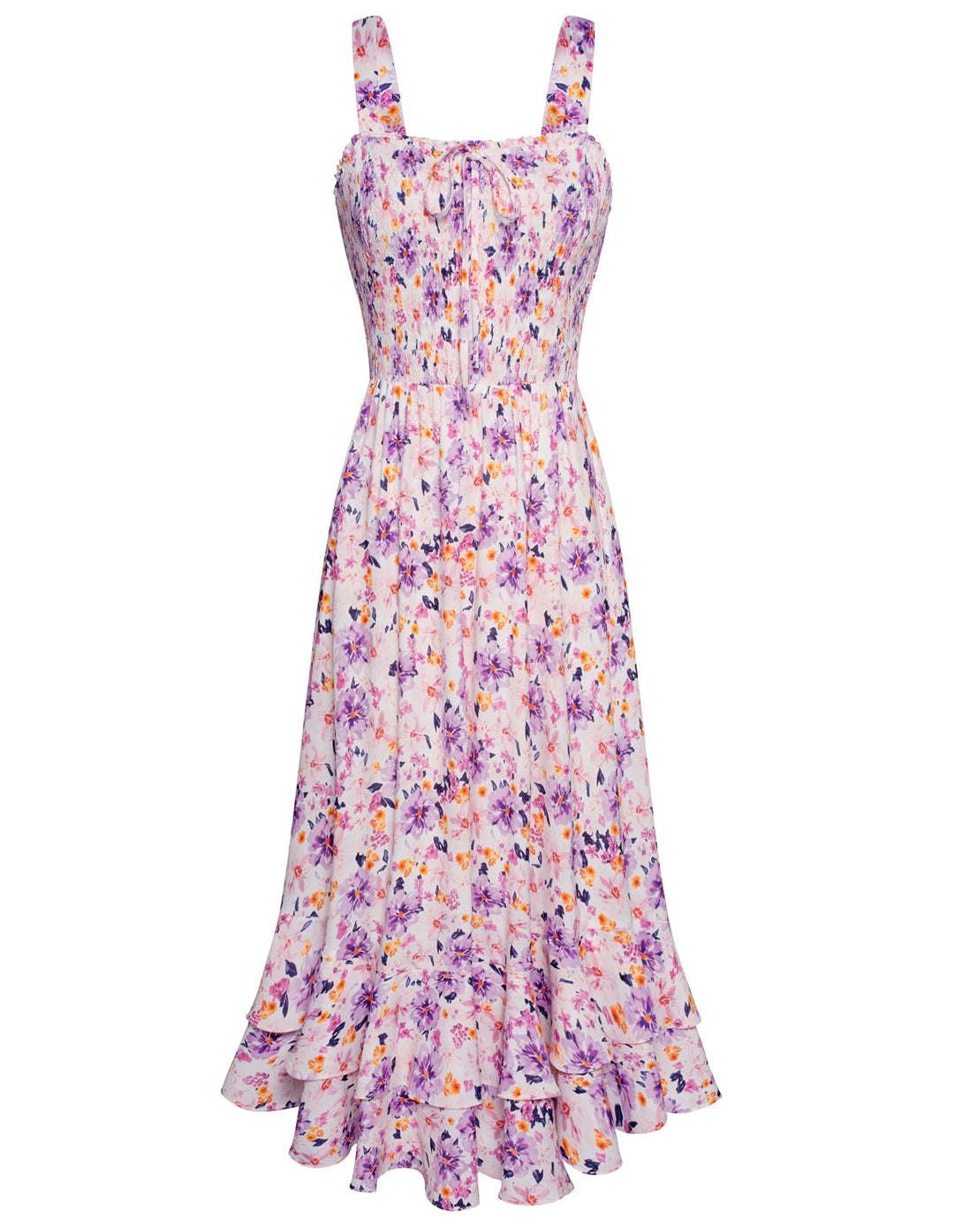 GRACE KARIN Damen langes Blumenkleid Ärmellos Spaghettiträger Freizeitkleid Böhmisch Maxikleid Stran