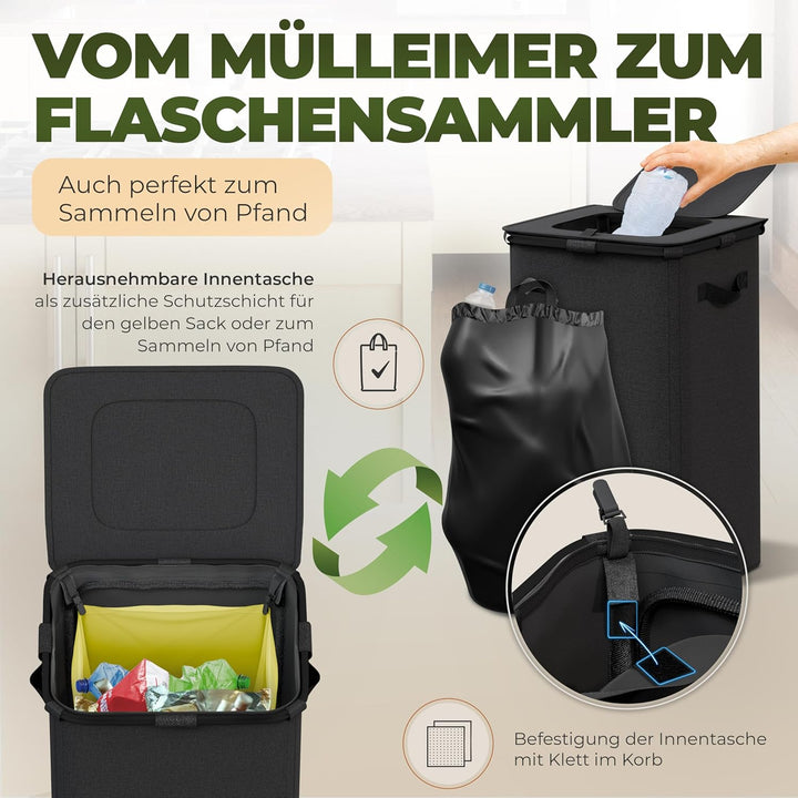 COTTARA® gelber Sack Ständer Mülleimer mit Deckel magnetisch Müllsackständer für Gelber Säcke mit Me