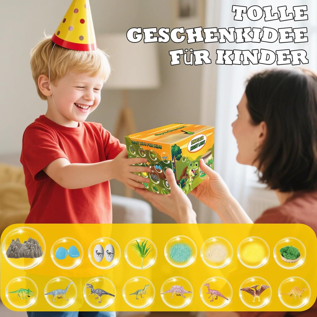 Dinosaurier Terrarium Set, Dinosaurier Spielzeug ab 4, 5, 6, 7, 8-12 Jahre, Basteln Sie Ihr Eigenes