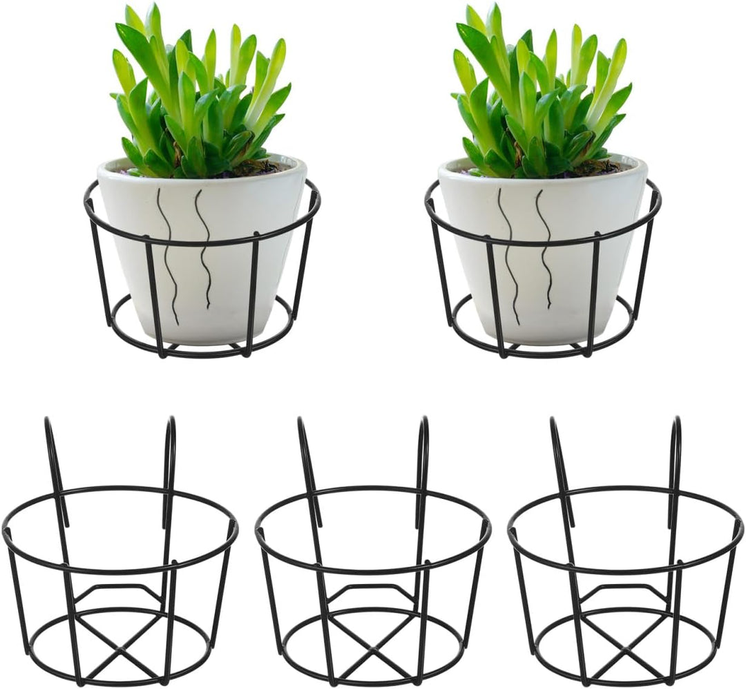 YARNOW 5er Pack Blumentopfhalter Hängend für Balkon Geländer Eisen Pflanzkorb Schwarz Blumenständer