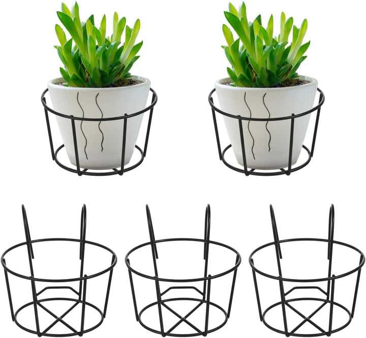 YARNOW 5er Pack Blumentopfhalter Hängend für Balkon Geländer Eisen Pflanzkorb Schwarz Blumenständer