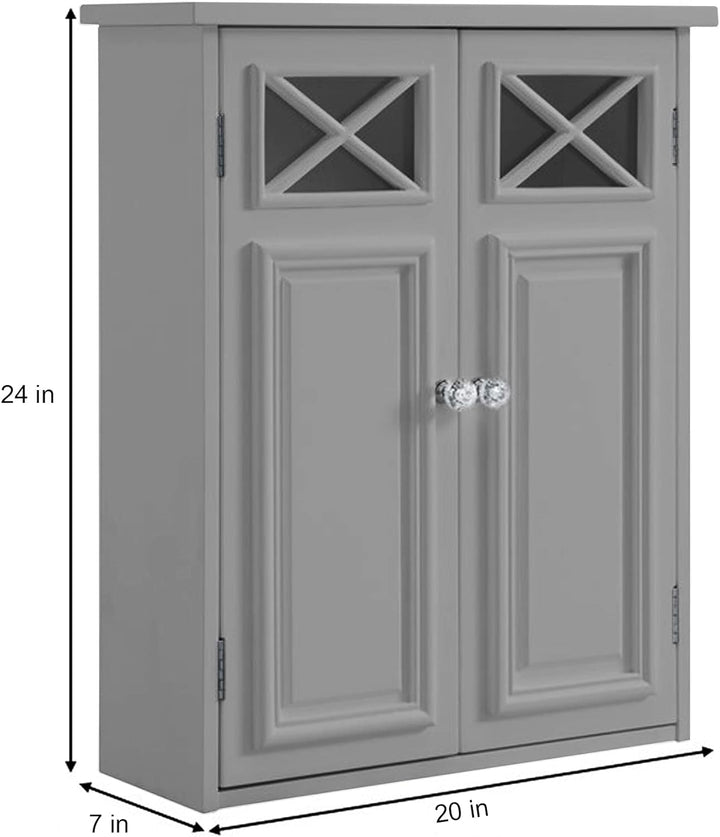Teamson Home Badezimmer Dawson Wandschrank Mit Zwei Türen Grau EHF-6810G