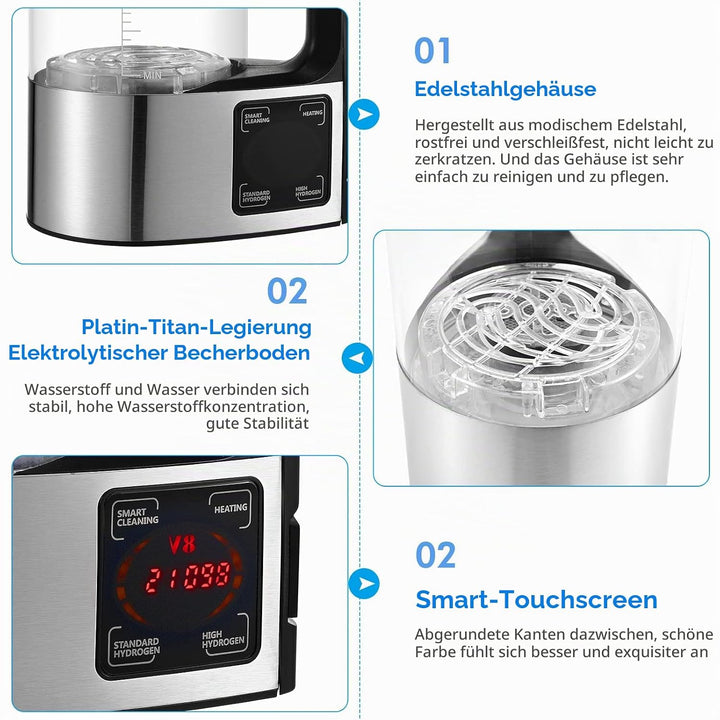 2L Wasserstoff Wassergenerator,Wasserstoff Generator Wasserstoffreiche Tragbar Wasserstoffgeneratore