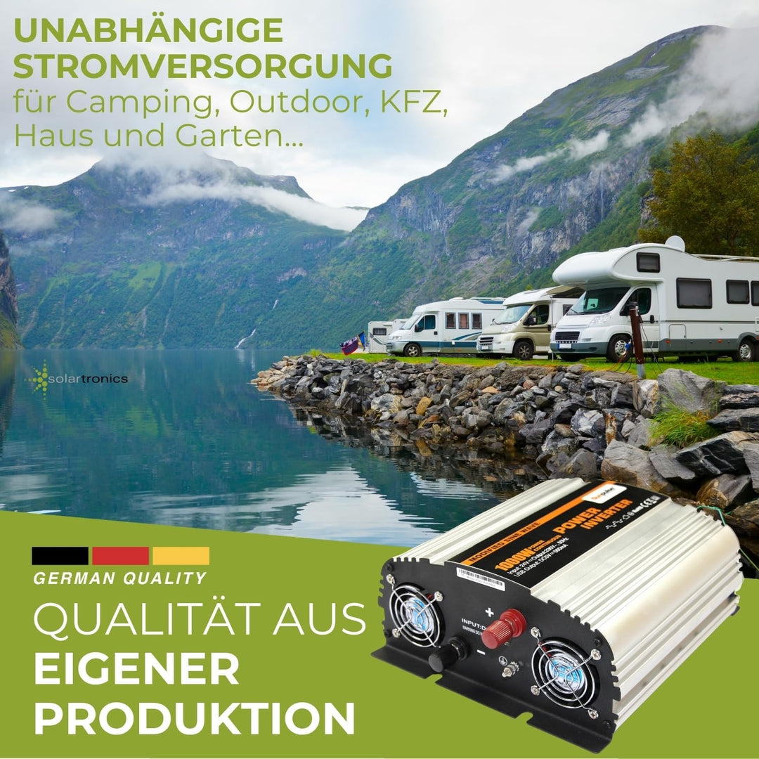 SOLARTRONICS NS1000 Spannungswandler 24V 230V modifizierter Sinus 1000W/2000W Wechselrichter 24V auf