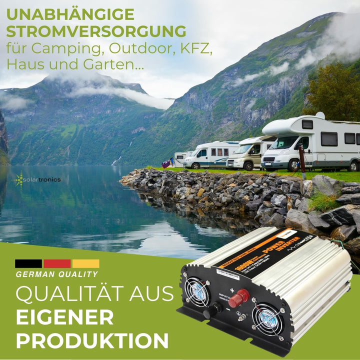 SOLARTRONICS NS1000 Spannungswandler 24V 230V modifizierter Sinus 1000W/2000W Wechselrichter 24V auf