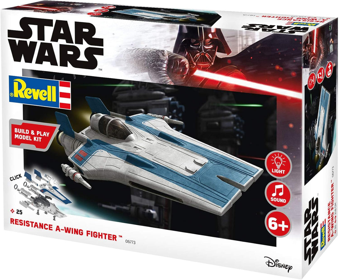 Revell 06773 Resistance A-Wing Fighter, 1:44 Star Wars Modellbausatz für Einsteiger zum Stecken und