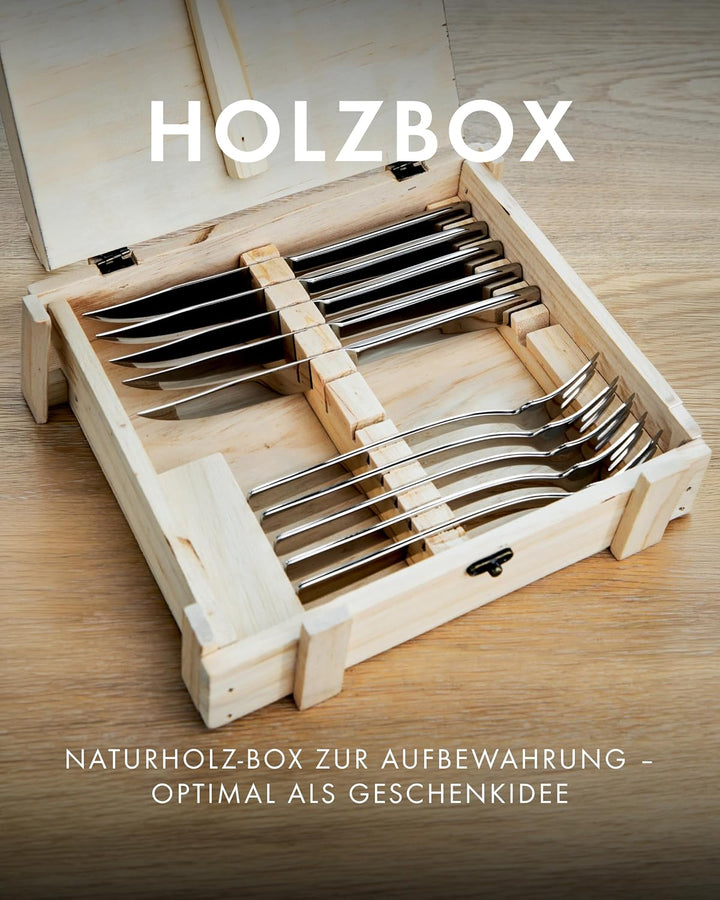 ZWILLING Steakbesteck Set für 6 Personen, 12-teilig, 6 Steakmesser und 6 Steakgabeln, Inkl. Aufbewah