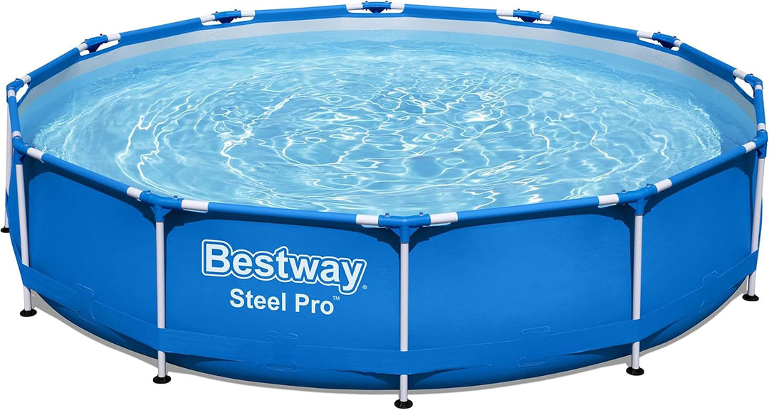 Bestway Steel Pro Frame Pool Set, rund, mit Filterpumpe 366 x 76 cm, 56681, Blau, Ø 366 x 76 cm