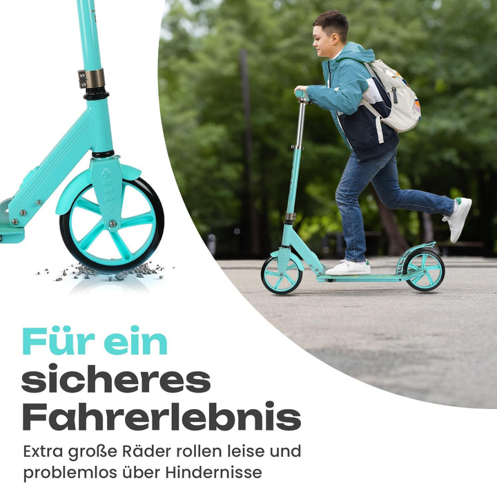 Rollkönig ® Scooter für Kinder ab 5 Jahren I Der Faltbare City-Scooter mit grossen Rädern I Tret-Rol