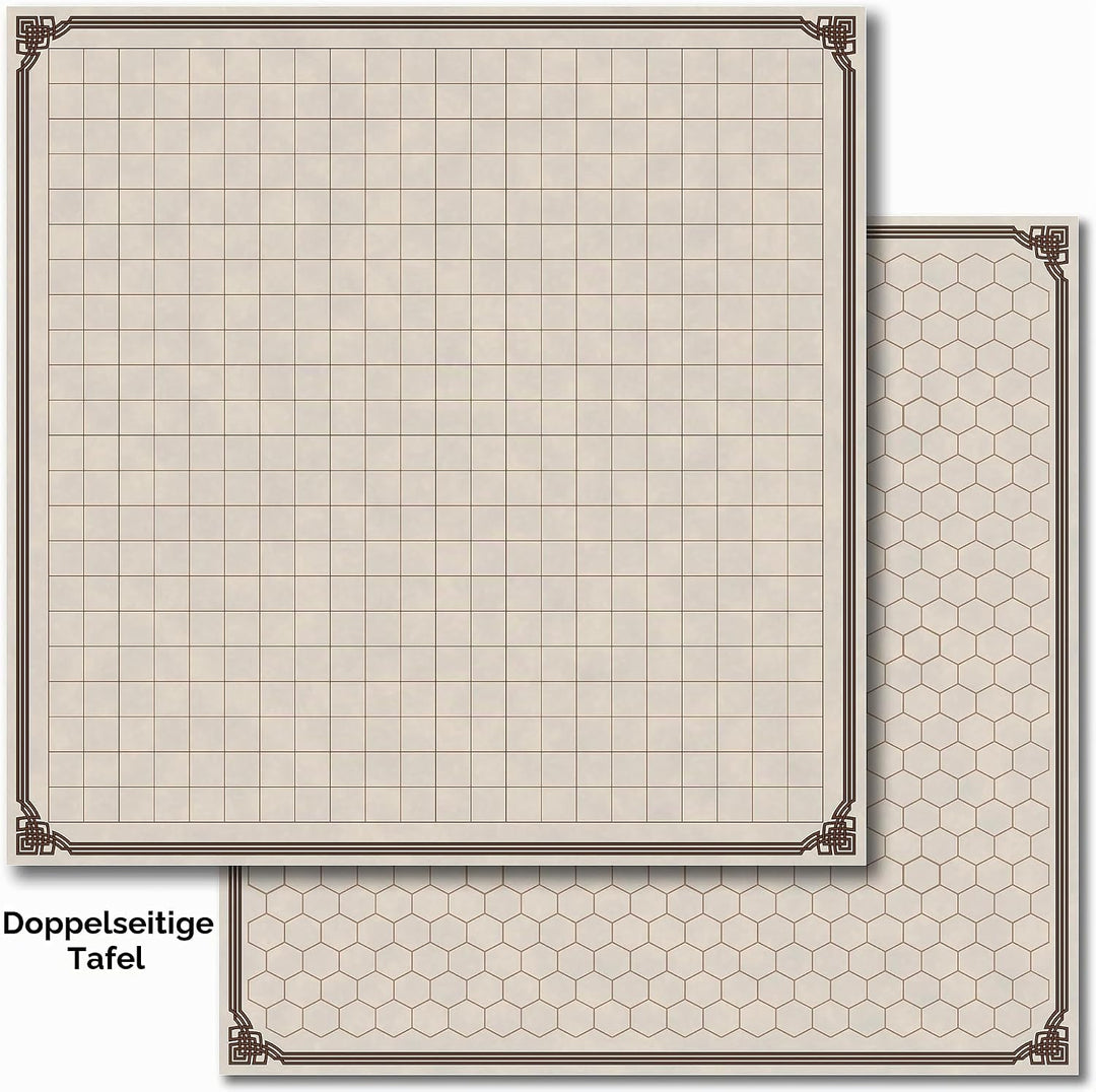 Battle Map Board - Grid &amp; Hex | Wipe-Clean Brett für RPG &amp; Dungeon &amp; Game Masters | 24x24 Zoll