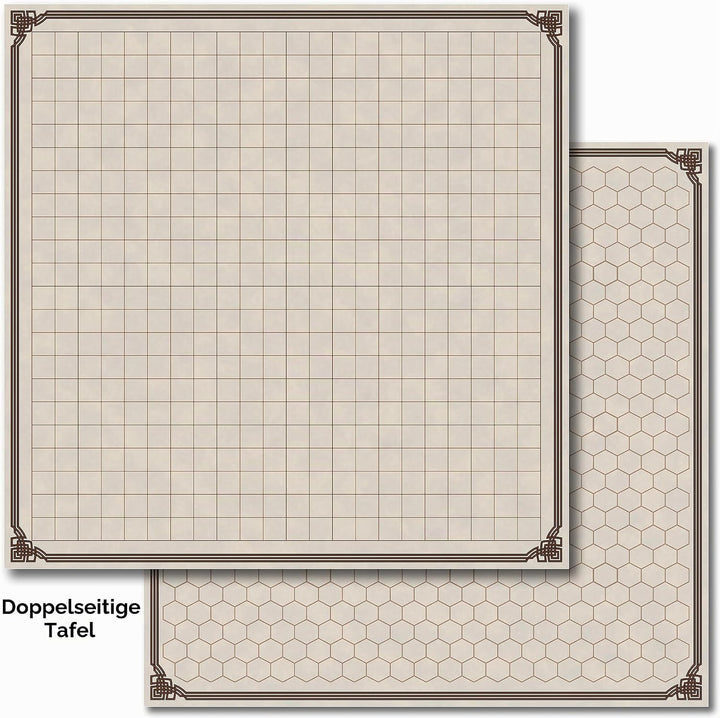 Battle Map Board - Grid &amp; Hex | Wipe-Clean Brett für RPG &amp; Dungeon &amp; Game Masters | 24x24 Zoll