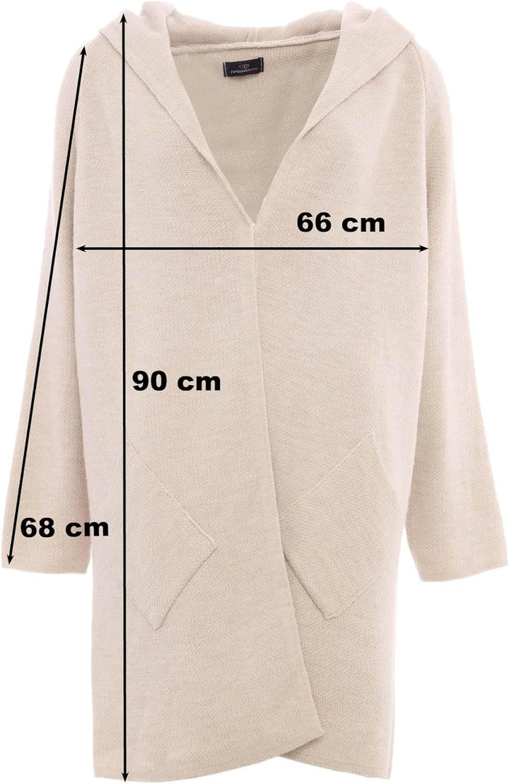 Zwillingsherz Strickjacke Cardigan für Damen - Hochwertiger Mantel Überwurf warm kuschelig weich mit