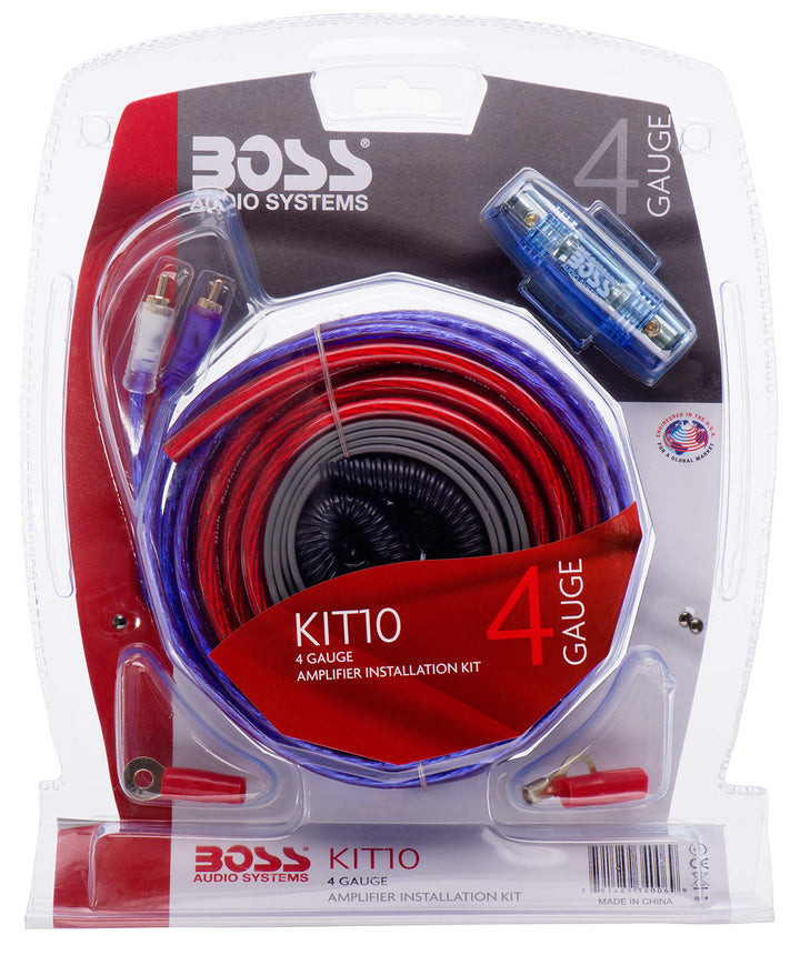 BOSS AUDIO KIT-10 4 Gauge 5,19 mm Auto Installations-Set Verstärker Endstufe Kabel Anschlusskabel Ci