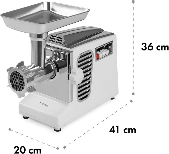 Klarstein Kraftprotz - elektrischer Fleischwolf, Leistung: 700 Watt, Blockierleistung: 1800 Watt, Ku