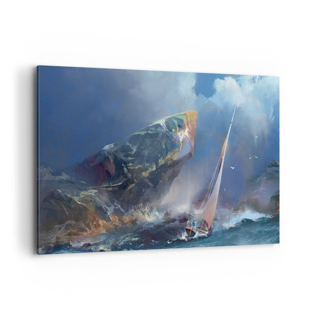 Bilder auf Leinwand 100x70cm Leinwandbild mit Rahmen Meer Segelboot Gross Wanddeko Bild Schlafzimmer