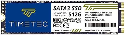 Timetec 512 GB SSD 3D NAND QLC SATA III 6 Gb/s M.2 2280 NGFF Lesegeschwindigkeit bis zu 520 MB/s SLC