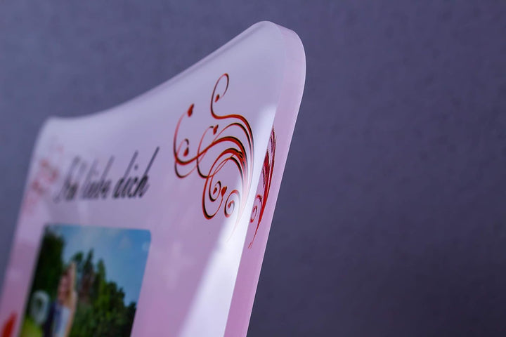 Acrylglas Schild"Ich liebe dich", mit persönlichem Fotodruck auf 6 mm Glas/personalisierbar Uv-druck