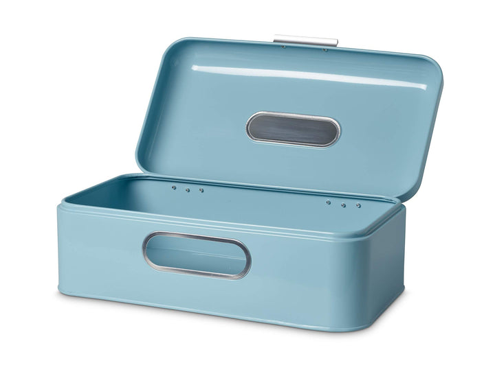 Echtwerk Retro-Brotkasten aus Metall mit Sichtfenster - hellblau, 30 x 20 x16,5 cm Hellblau Big Sing
