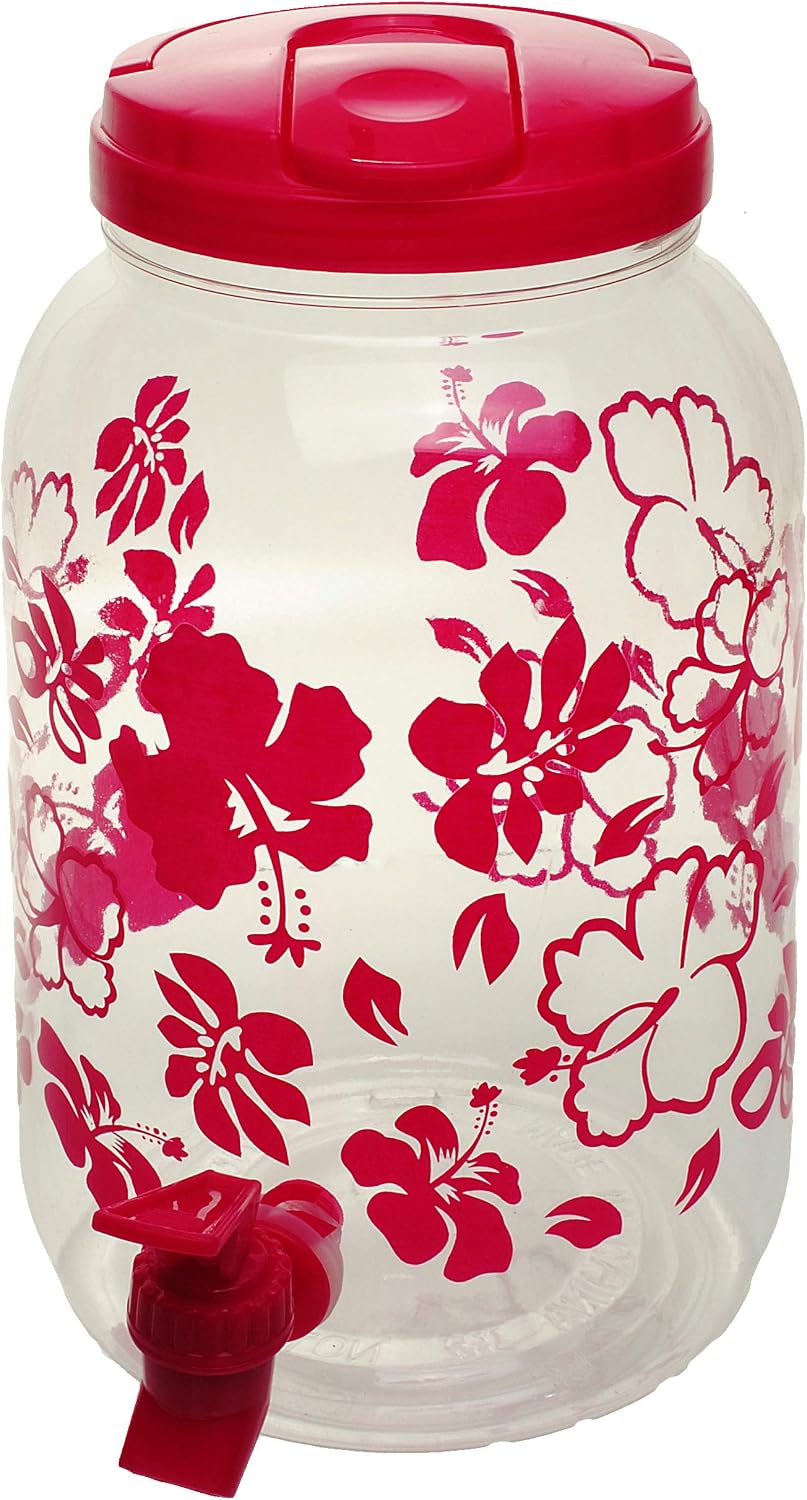 alles-meine.de GmbH 4 Stück 4 Liter - XL grosser Getränkespender - Blumen - rosa/grün/blau/orange -
