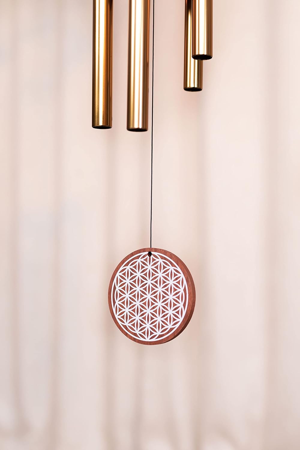 Sonic Energy Flower of Life Meditation Chime – Windspiel mit 5 Klangstäben (432 Hz) – für Garten u.