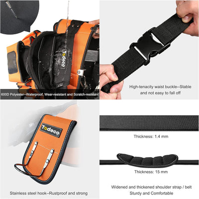Todeco Werkzeuggürtel Herren, Arbeitsgürtel mit Hosenträgergurt, Werkzeugtasche mit verstellbarem Gü