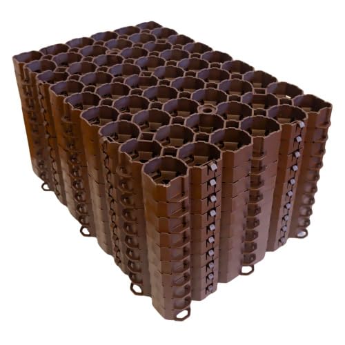 10 Stück ViD® Rasengitter/Rasenwaben 60x40x4 cm, braun | Paddockplatten/Rasengitterplatten/Bodenwabe