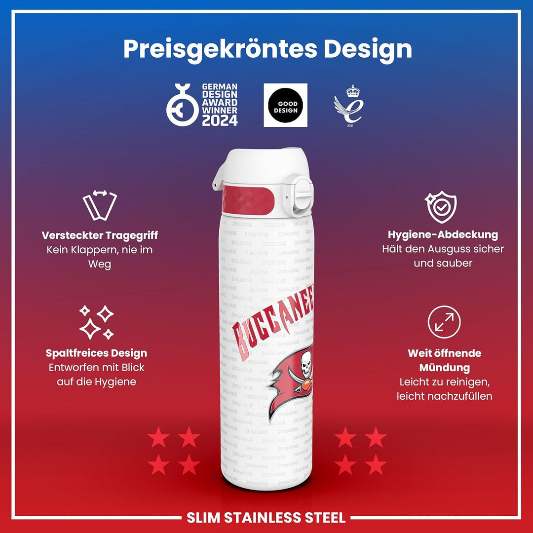 Ion8 Trinkflasche, 500 ml, Auslaufsicher, Einhandöffnung, Sichere Verriegelung, Spülmaschinenfest, T