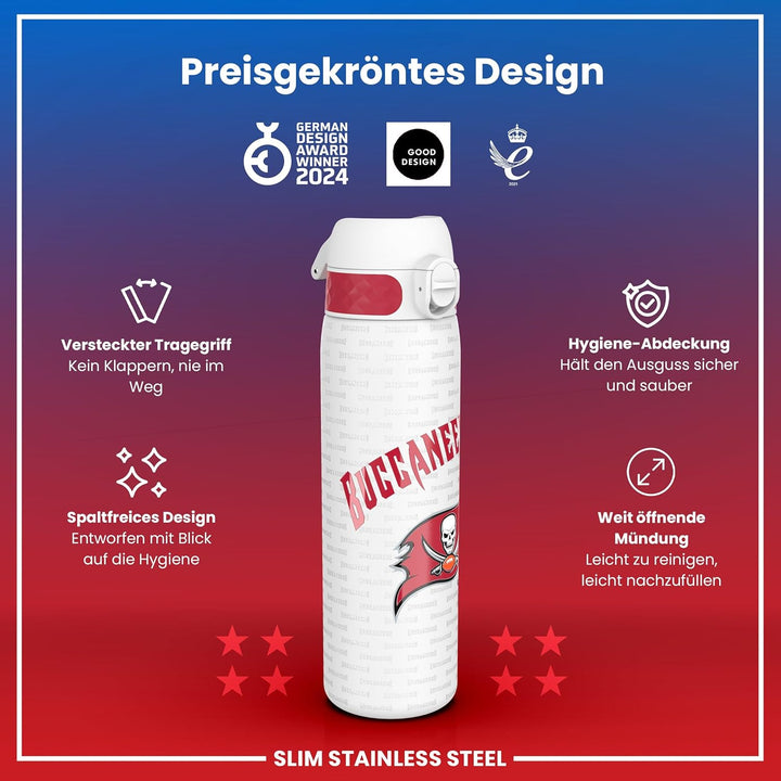 Ion8 Trinkflasche, 500 ml, Auslaufsicher, Einhandöffnung, Sichere Verriegelung, Spülmaschinenfest, T