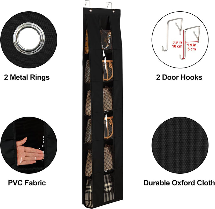 Lirex Tür Handtaschen Organizer, Platzsparende Aufbewahrung für Handtaschen und Kleidung, Inklusive